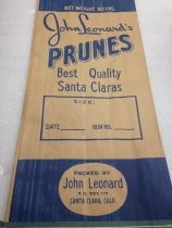 John Leonard's Prunes packing sacks