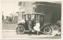 Helen Bernice and Alden Bernard Campin Posing with Baker Electric, c. 1915 at South 14th Street, San Jose, CA