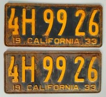 California license plate 4H9926