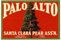 Palo Alto Brand pears crate label