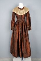 Brown brocade dress