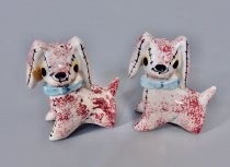 Stitched dogs salt & pepper shakers