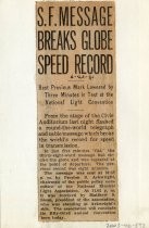 S.F. Message Breaks Globe Speed Record