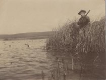 "Mrs. W. W. Richards shooting Canvas Back Ducks"