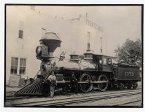 Locomotive parked outside of the Farmers Union