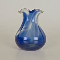 Clear and cobalt swirl design vase