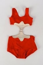 Red bathing suit with cut-outs