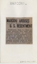 Marconi Arouses U.S. Resentment