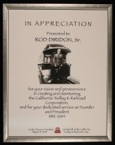 Certificate of Appreciation to Rod Diridon from CTRC