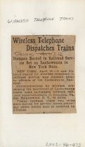 Wireless Telephone Dispatches Trains