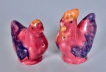 Purple and red chickens salt & pepper shakers