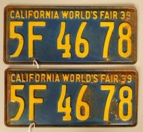 Set of California World's Fair license plates 5F4678