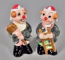 Firemen clowns salt & pepper shakers