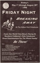 Friday Night Breaking Away at the Hellyer Park Velodrome promotional poster