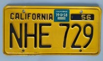 California license plate NHE729