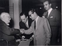 Lee de Forest at inauguration of K. Karayannis shop