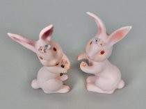 Pink rabbits salt & pepper shakers