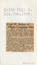 Fred W. Eaton of Phone Company Dies