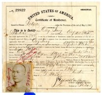 United States of America Certificate of Residence for Ong Sung