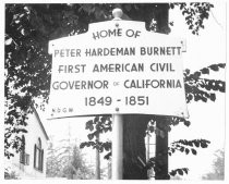 Historical marker for the home of Peter Hardeman Burnett