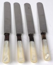 Set of silver knives with mother-of-pearl handles