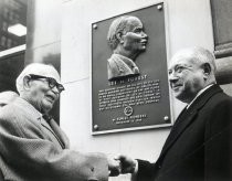 David Sarnoff and Lee de Forest with De Forest Pioneers plaque