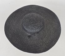 Navy blue straw cartwheel hat