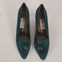 Teal suede pumps