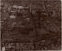 Aerial view of San Jose Civic Plaza looking east