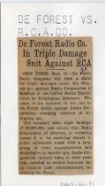 De Forest Radio Co. In Triple Damage Suit Against RCA