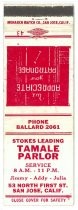 Stokes Leading Tamale Parlor matchbook cover