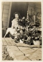 Woman on deck with dog