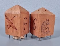 Wood block salt & pepper shakers