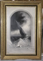 Untitled sailboat on stormy seas