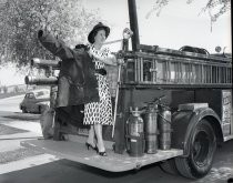 Posing on horse and carriage float