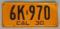 California license plate 6K970