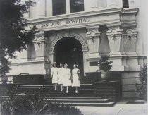 "Front Entrance of San Jose Hospital Miss Mae J. Heath c.1950"