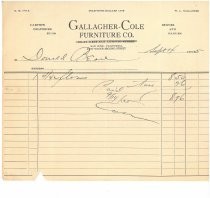 Gallagher-Cole Furniture Co. Invoice