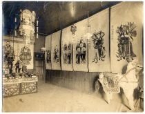 Altar and banners inside temple (?)