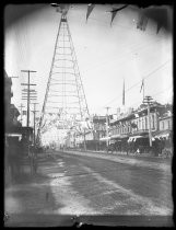 "Welcome G.A.R. Officers" banner on electric light tower