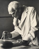 Lee de Forest in his Hollywood laboratory, at 84 years old