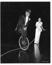 Cyril and Lyda Geer with unicycle and aerial rope