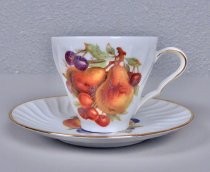 Fruit design teacup and saucer