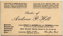 "Studio of Andrew P. Hill" business card