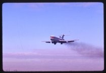 Plane coming in for landing at San Jose Airport, 1971