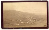 Landscape of farmhouses and hills