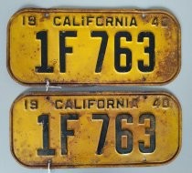 Set of California license plates 1F763