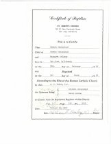 Romain Bacigalupi Certificate of Baptism