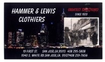 Hammer & Lewis Clothiers business card