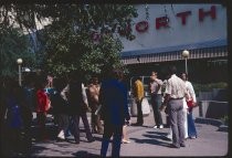 Crowd outside Woolworth store